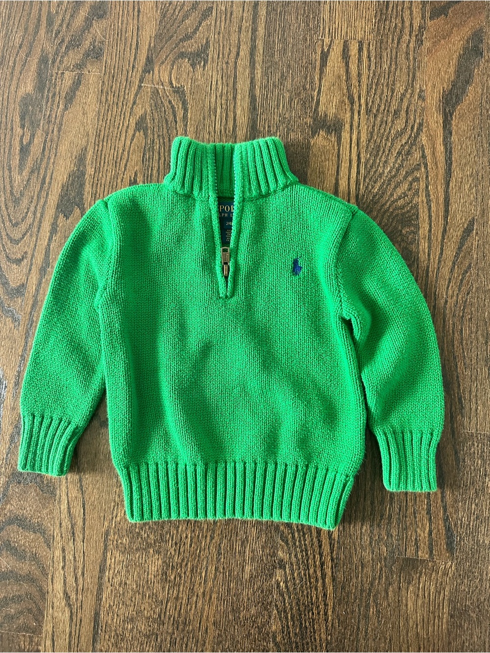 Polo Ralph Lauren Bright Green Quarter-Zip Knit Pullover - 24 months